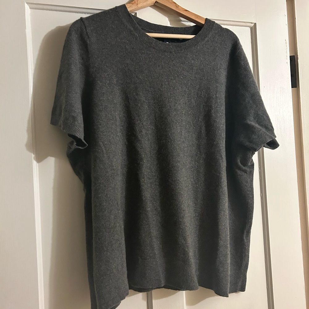 EUC Lands End 100% Cashmere Grey gray Sweater Shirt Top 2X / 20W